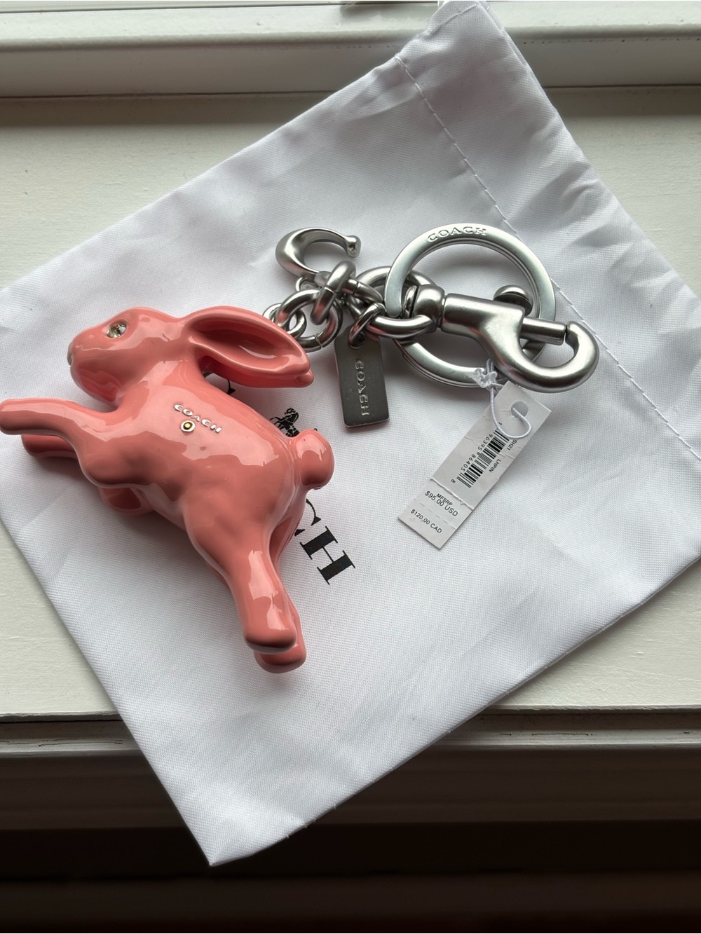 Coach Bunny Bag Charm Pink/Silver